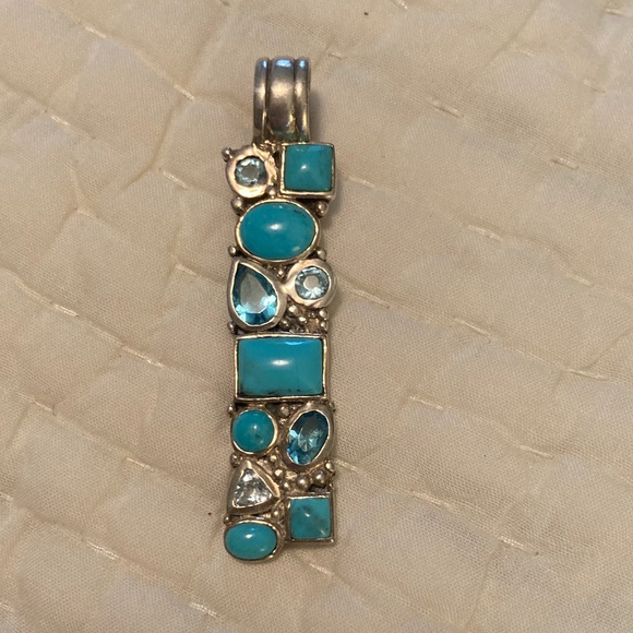 Brighton Jewelry - Brighton Elegant Silver Blue Topaz and Turquoise and Silver Gemstone Pendant 🩵🩵